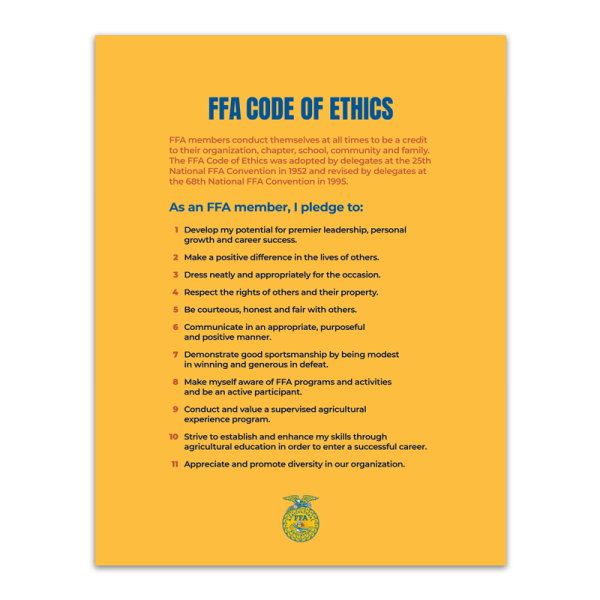 Ffa Code Of Ethics Poster Ffa Store